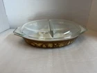 Vintage Pyrex Divided Dish Early American Casserole Baking 1 1/2 Quart w/ Lid 25