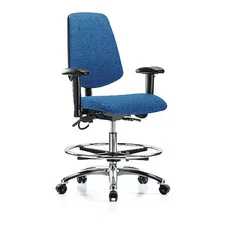 Esd Task Chair, Fabric, Blue, 21-1/2 In To 29 In Seat Height, 6-Way Adjustable