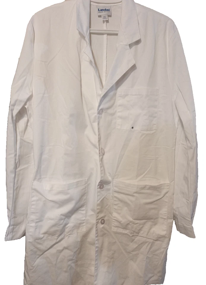 Abrigo Landau Hombre 5 Bolsillos Largo Blanco 40L Foto 3 de 4