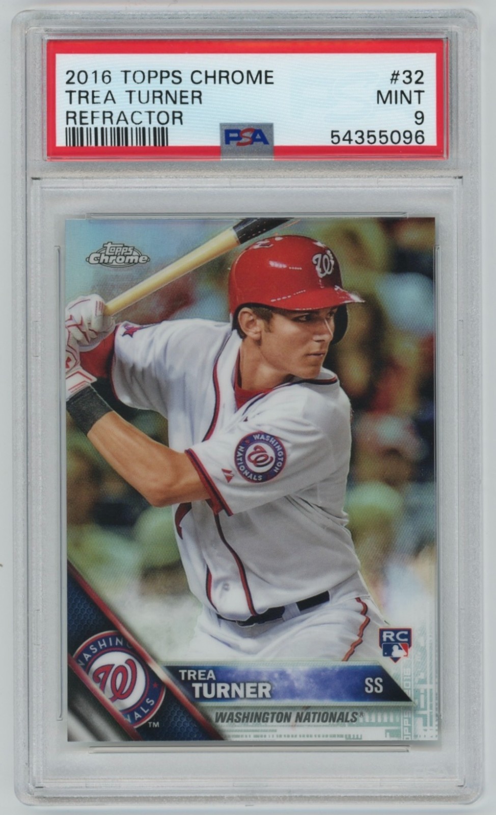 Trea Turner RC Refractor PSA 9 2016 Topps Chrome #32 Rookie Nationals / Phillies