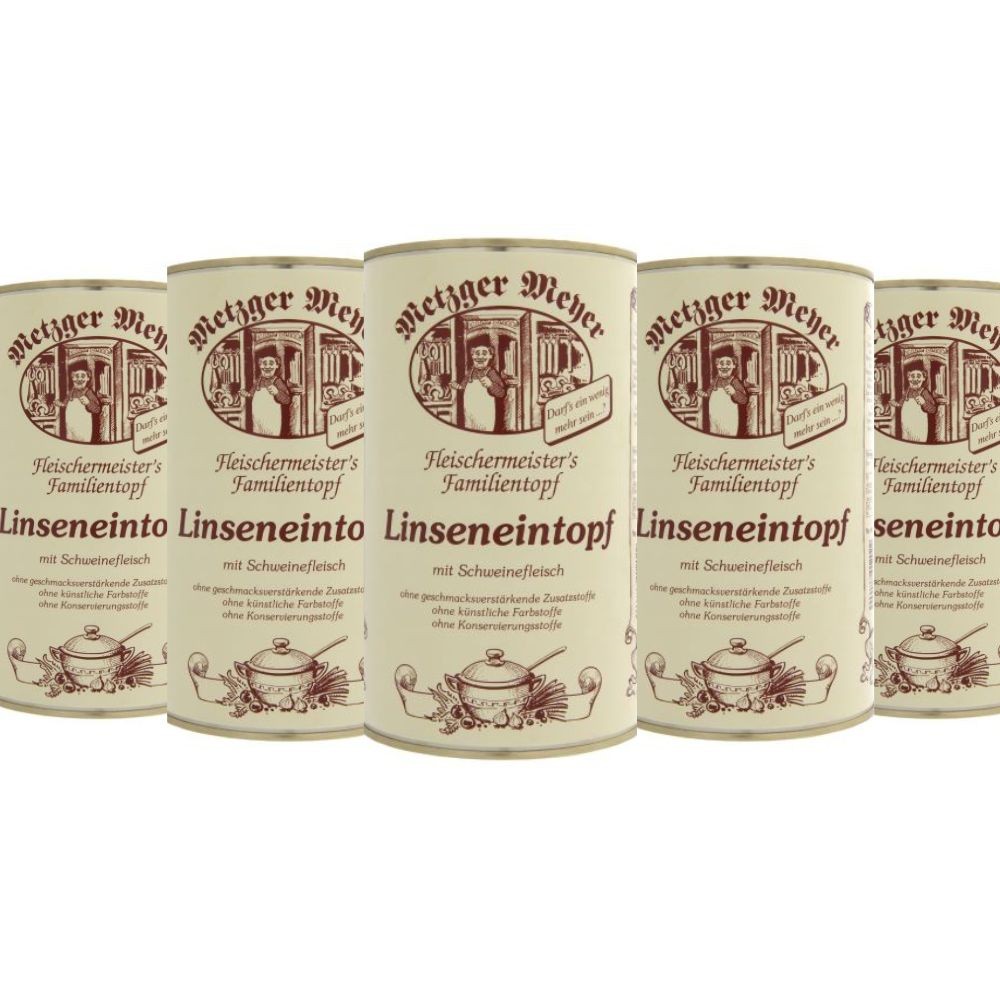 Linseneintopf 5 x1200g mit Schweinefleisch Dose Linsensuppe Linsen Suppe