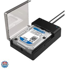 USB 3.0 to SATA External Hard Drive Lay-Flat Docking Station for 2.5 or 3.5in...