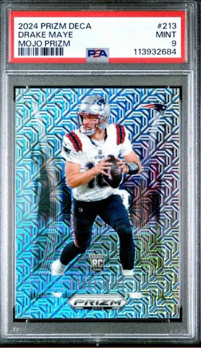 2024 Panini Prizm Deca - Drake Maye #213 Mojo Prizm /30 (RC)