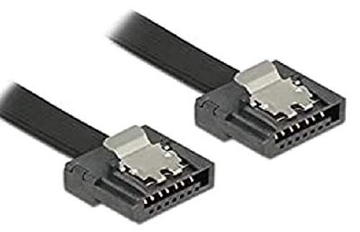 Delock cable, SATA III flexi, 6 Gb/s, 50 cm (black), with metal clips, HQ, extre