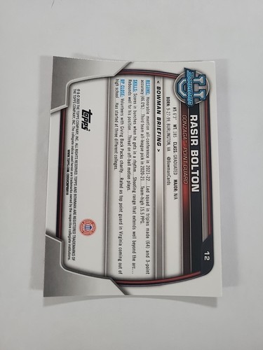 2022-23 Bowman University Chrome #12 Rasir Bolton Pink Refractor - Picture 2 of 2