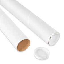 Pack of 245 White Mailing Tubes With End Caps - 2 1/2 X 26 In
