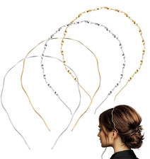 4 Pack Metal Headbands Gold Silver Hair Bands for Women Men Teens Adults