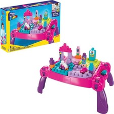 Toddler Building Blocks Activity Table Set with 30 Pieces, Pink, Ages 1 