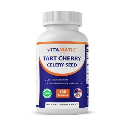 Tart Cherry 20X Extract with Celery Seed 10X 180 Count (Pack of 1) 