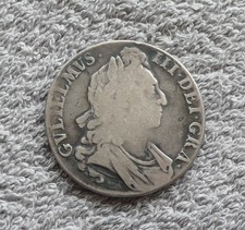 1695 KING WILLIAM III CROWN, OCTAVO EDGE,  First BUST & HARP, OVER STRUCK