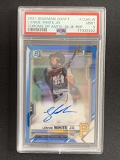 Lonnie White Jr. 2021 Bowman Chrome Draft Blue Auto RC /150 #CDA-LW PSA 9