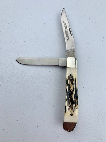 Vintage Parker Edwards Small Stag Two Blade Trapper Knife