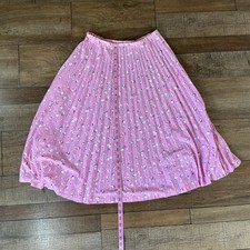 70s VTG Carole King Pink Floral Pleated Midi Skirt Women's S Elastic Waist 32123