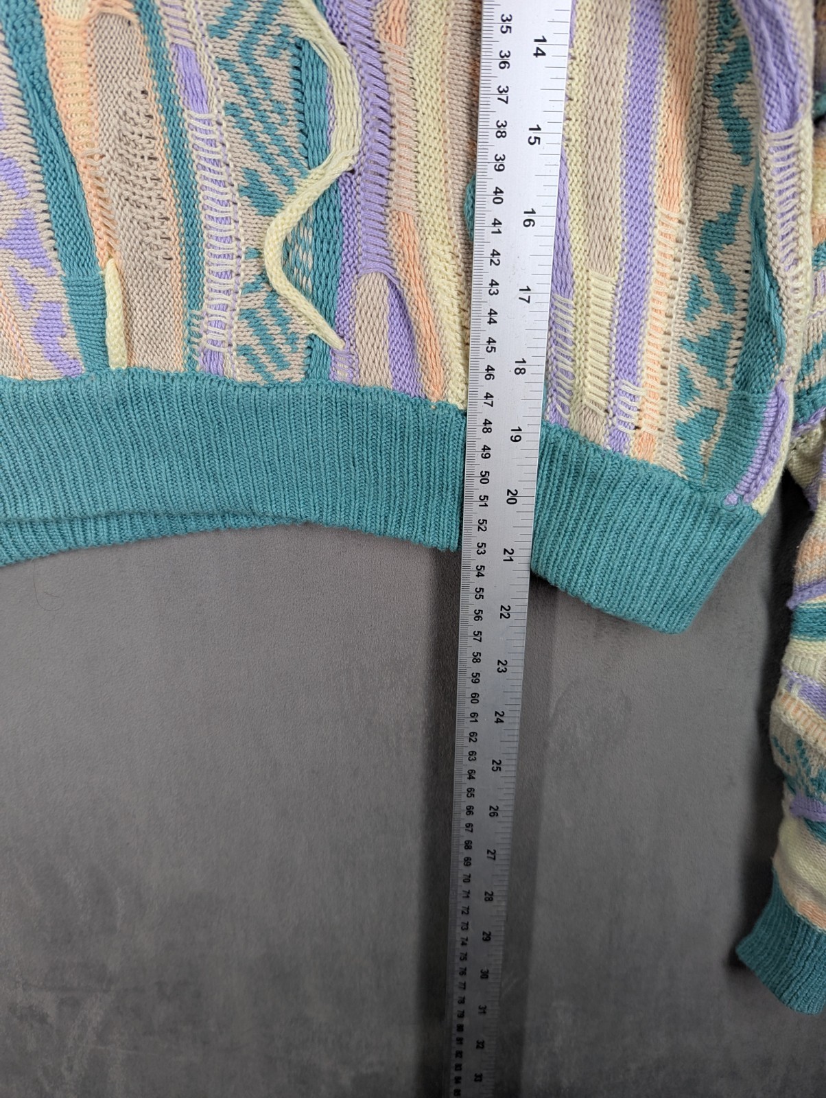 Forever 21 Coogi 90s Style 3D Cable Knit Crop Sweater Pastel Medium Purple Green image 7