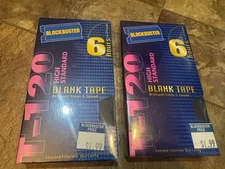 Set Of 2￼Vintage BLOCKBUSTER VHS Tape Blank 6 Hours Sealed  RARE T-120 HS