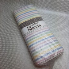 2x Vintage Cascade 100% Cotton Flannelette Sheets Candy Stripe Double New NOS