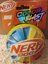 NERF Dog Color Blast Squeak Ball Toy Durable Rubber Fetch Toy for Dogs New