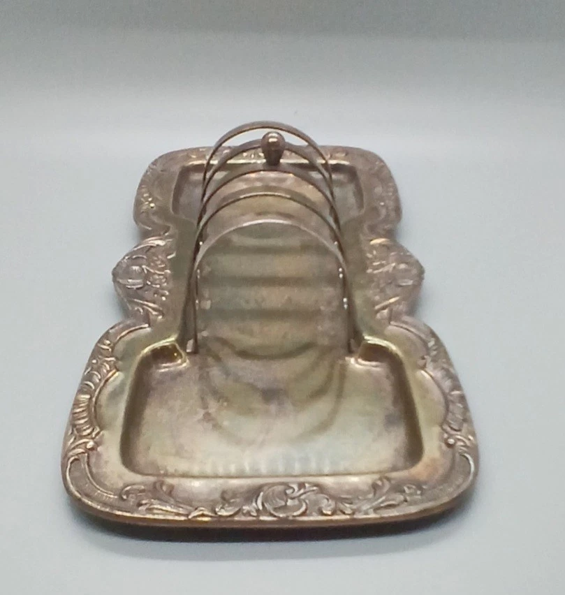 Викторианская стойка для тостов Wallace - посеребренная - репуссе эпохи возрождения рококо примерно 1870 г. - Изображение 2 из 4