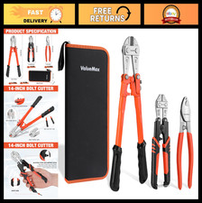 Heavy Duty Bolt Cutter Set 3-Piece - 14"  8" Cutters, Cable Cutter, Carrying Ba