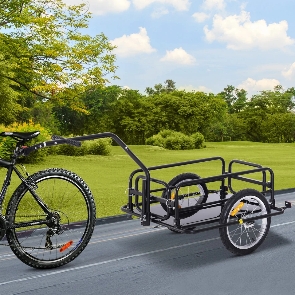 HOMCOM Fahrradanhänger Lastenanhänger 40 kg Belastbarkeit klappbar Stahl - Bild 2 von 4