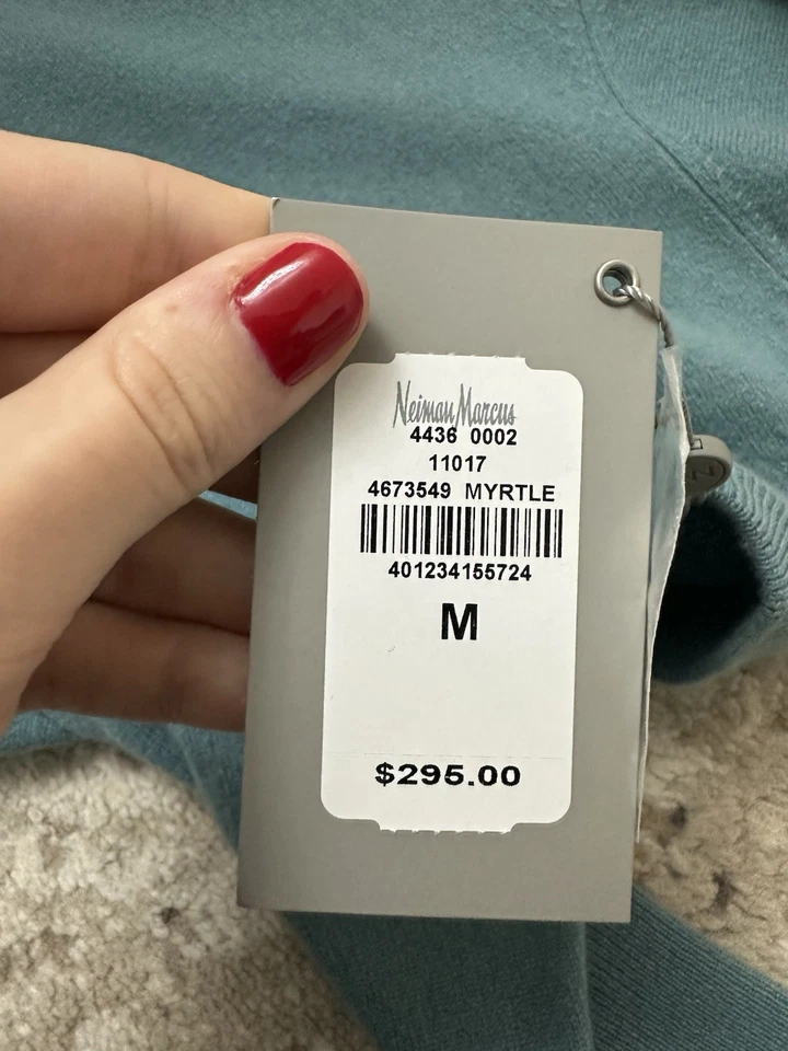 Suéter Pullover Neiman Marcus Azul Cachemir Cuello en V Talla Mediana Nuevo con Etiquetas Foto 3 de 4