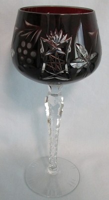 Imperial Crystal 519 Cut to Clear Ruby 7 7/8'' Wine Hock Stem Goblet Traube