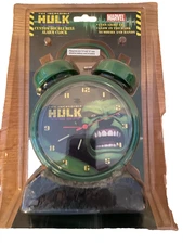 MARVEL INCREDIBLE HULK DOUBLE BELL ALARM CLOCK GLOW IN DARK EYES LIGHT UP 2003