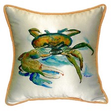 Betsy Drake Fiddler Crab Extra Large 22 X 22 Indoor Outdoor White Pillow