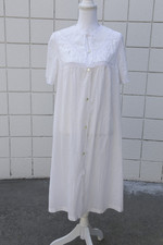 Vtg Barbizon Peignoir Light Pink/Beige Robe Cotton Blend Lace L Large flaws