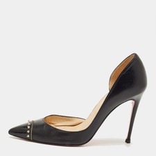 Christian Louboutin Black Leather Culturella Pointed Toe Dorsay Pumps Size 35.5