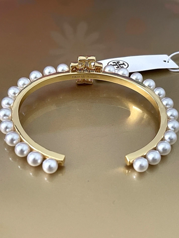 Tory Burch Jewelry Gold + White Pearl Bracelet Cuff Style New w Tag - Image 4 of 4