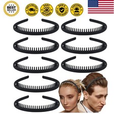 8 PCS Non Slip Fashion Effortless Plastic Headbands with Teeth Comb Skinny Ha...