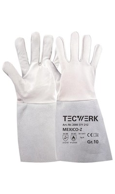 TECWERK Schweißerhandschuhe Mexico Z Größe 10 grau EN 388, EN 407, EN 12477 P...