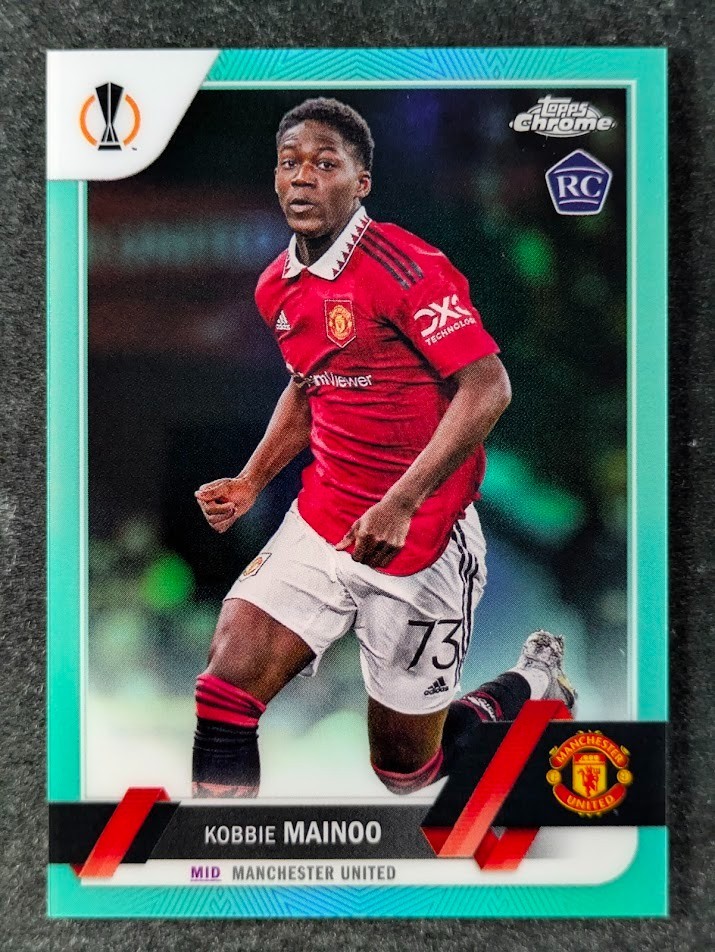 2022-23 Topps Chrome UEFA KOBBIE MAINOO 105/199 Rookie RC Aqua Refractor #118