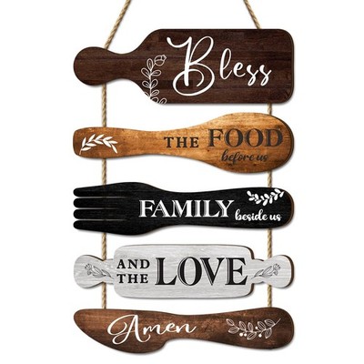 Dazzlewall 5Pcs Kitchen Wall Decor, Bless the 11.8x3.9 inches, Multicolor