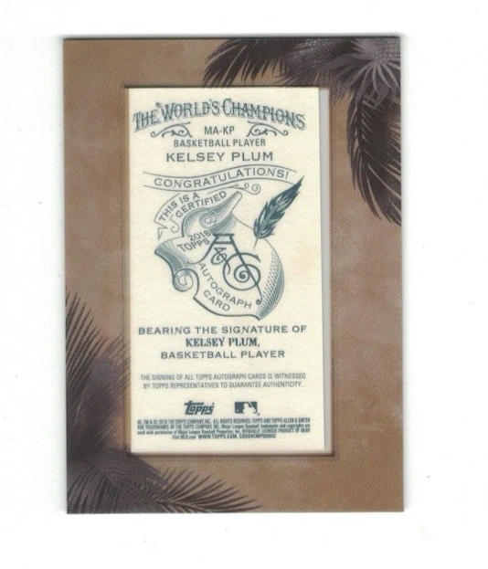 KELSEY PLUM 2018 Topps Allen & Ginter A&G Framed Mini AUTO On Card RC Sparks SSP - Image 2 of 2