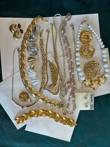 Vintage All Signed Costume Jewelry Lot Monet Trifari Napier