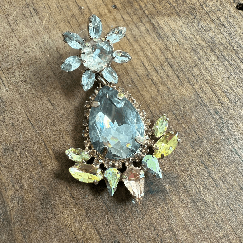 Rhinestone Statement Drop Pierced Earrings Champa… - image 2