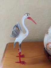 Ancienne Cigogne En Verre Soufflé