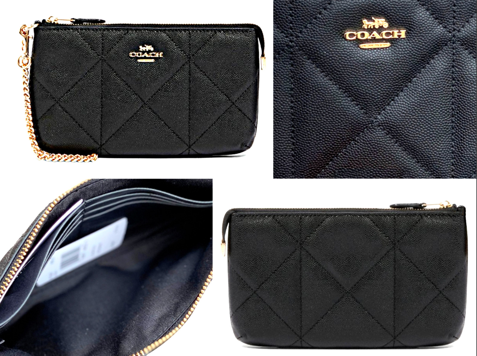 Coach Wristlet Leather Bag Handbag Clutch Chain Pochette New with Tags image 7