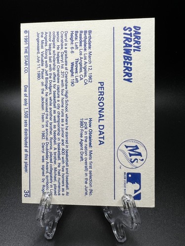 1991 Star Co. Home Run - Darryl Strawberry #36 - Picture 2 of 2