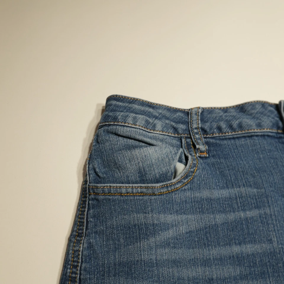 Falda Lápiz Pantalones de Violonchelo Talla Grande Azul Denim Bolsillos Flexibles Tiro Alto Informal Foto 2 de 4