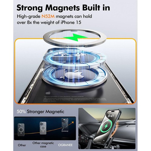 For iPhone 13 14 15 16 Z Shaped Metal Frameless Case MagSafe Magnetic Ring Stand - Picture 15 of 86