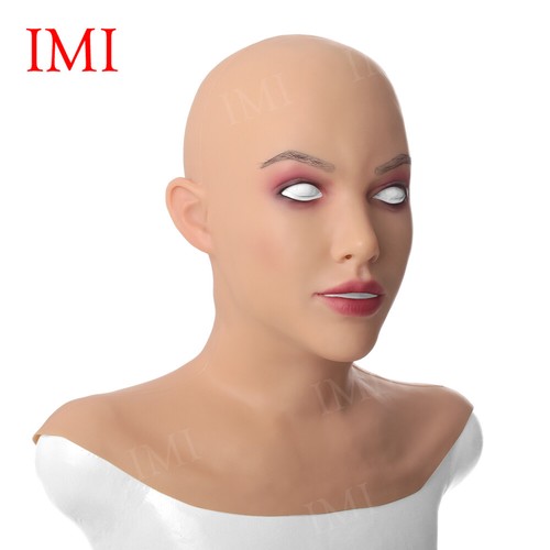 IMI Realistic Female Mask With Neck Crossdresser Silicone Face Mask Headwear - Picture 5 of 13