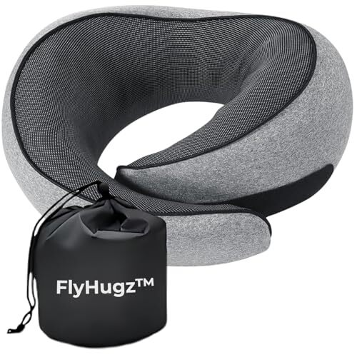 Memory Foam Travel Neck Pillow for Airplane Comfort in Gray