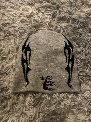 Hellstar Flame Beanie Grey (SIZE FITS ALL) *FAST SHIPPING*
