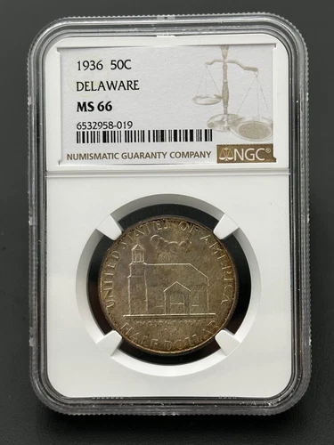 1936 P Delaware Tercentenary  Commemorative 90% Silver Half Dollar NGC MS 66