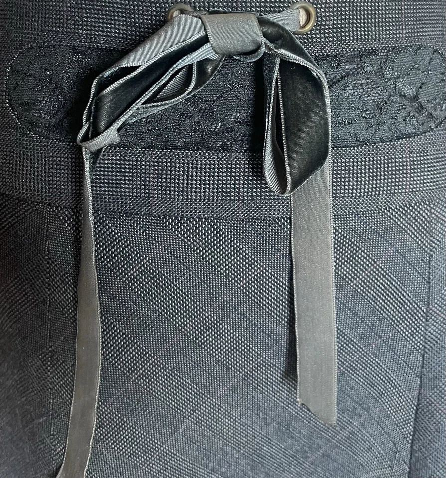 Exquisito detalle encaje, cinta, gris cañada escocesa falda traje con forro rojo talla 6 Foto 4 de 4
