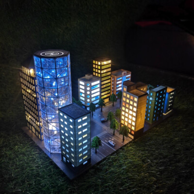 #ad 1 300 Building Model Set High Rise City Railroad Layout Scene Display Model $84.47