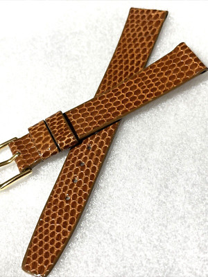 16 x 14 Men Extra Thin Watch Strap Brown Royal Lizard Shiny Gloss 7.5'' Canada
